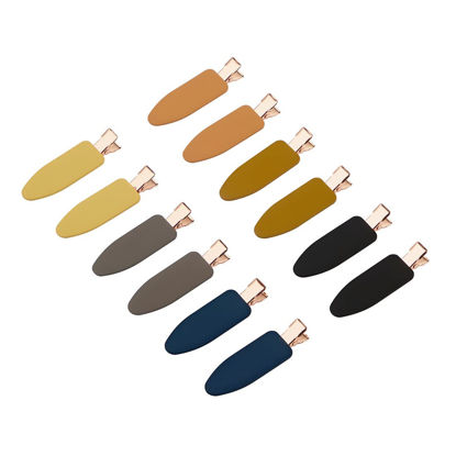 Picture of minihope 12 pieces No Bend Hair Clips, No Crease Curl Pin Clips for Makeup Application，2022 style, non-slip.Hair won't get caught between plastic attached to metal. (Morandi)…