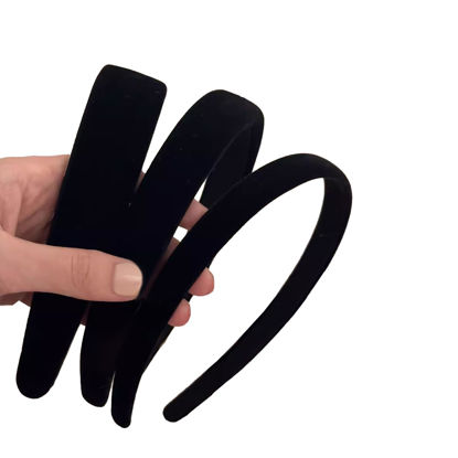 Picture of AUDTOPE Black Velvet Padded Headbands for Women, Soft Simple Headband for Girls and Teens, Plain No Teeth Thick Hoops Hair Accessories
