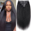 Picture of Mihugass Seamless Clip In Hair Extensions Real Human Hair Invisible PU Weft Kinky Straight Clip Ins Human Hair Extensions 8pcs with 18Clips Per Set 120g(26inch,Natural Black)
