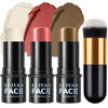Picture of 3Pcs Cream Contour Stick Makeup Kit,Shades with Highlighter Stick,Blush Stick and Bronzer Contour Stick for Sculpt the Cheeks,Long Lasting,Waterproof,Matte & Dewy Finish,Medium Tan(#18, 21, 24)