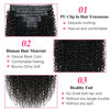 Picture of Seamless Kinky Curly Clip in Hair Extensions Real Human hair For Women Brazilian Virgin 3c 4a Curly Clip ins Human Hair Extensions (20inch,#1B)