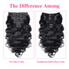 Picture of Mihugass Seamless PU Clip In Hair Extensions Real Human Hair Invisible PU Skin Weft Body Wave Clip Ins 100% Unprocessed Human Hair Extensions 8pcs with 18Clips Per Set 120g(24inch,Natural Black)