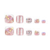 Picture of Press on Toenails Gold Butterfly Fake Toe Nails Flower False Toenails Full Cover Acrylic Toenails with Design Rhinestone Toe Press on Nails Toe Nail Press ons for Women Manicure 24Pcs