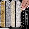 Picture of Flatback Pearls for Nail Art With Rhinestones Glue Gel, Half Round Nail White Beige Gold Silver Pearls with Pickup Pencil and Tweezers, Pearls Nail Charms Accessories Acrylics Manicure Face Hair Decor