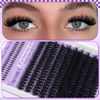 Picture of Yawmaica Lash Clusters Kit with Bottom Lashes Wispy Eyelash Extension Kit 200D Fluffy Eyelash Clusters 12-20mm D Curl Individual Lashes DIY Lash Extension Kit with Lash Bond and Seal and Lash Tweezers