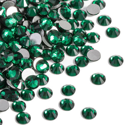 Picture of Beadsland 2880pcs Flat Back Crystal Rhinestones Round Gems for Nail Art and Craft Glue Fix,Emerald,SS6,1.9-2.1mm