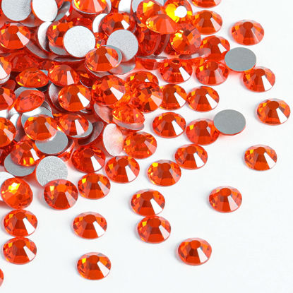 Picture of Beadsland 2880pcs Flat Back Crystal Rhinestones Round Gems for Nail Art and Craft Glue Fix, Orange,SS10,2.7-2.9mm