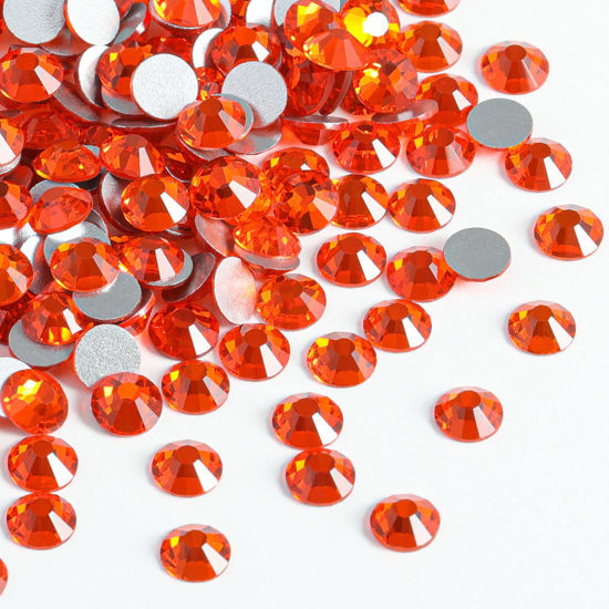 Picture of Beadsland 2880pcs Flat Back Crystal Rhinestones Round Gems for Nail Art and Craft Glue Fix, Orange,SS10,2.7-2.9mm