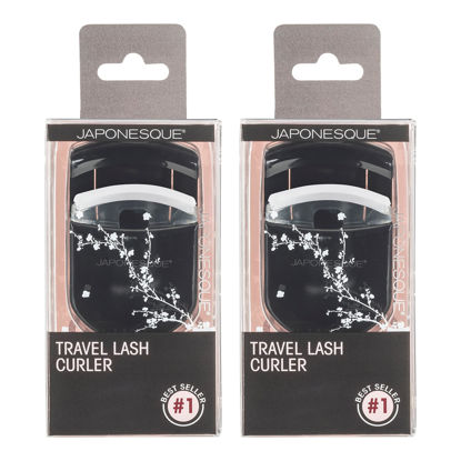 Picture of JAPONESQUE Travel Eyelash Curler, Black, Pack of 2 - Plastic Eyelash Curlers for Travel Makeup - Comes with Bonus Replacement Lash Pad - 2 Pack