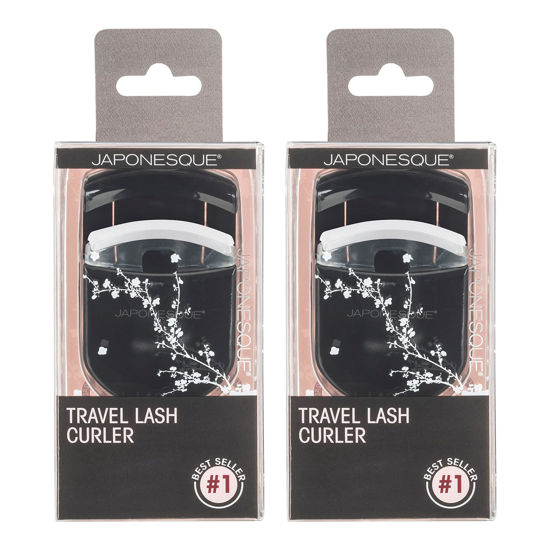 Picture of JAPONESQUE Travel Eyelash Curler, Black, Pack of 2 - Plastic Eyelash Curlers for Travel Makeup - Comes with Bonus Replacement Lash Pad - 2 Pack