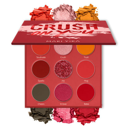Picture of MAKI YIKA Red Eyeshadow Palette for Women, Red Eye Shadow Long Lasting High Pigmented 9 Colorful Red Eye Shadows (N2 Red)