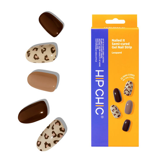 Picture of HIP CHIC Nailed It Semi Cured Gel Nail Strips - [Leopard] Gel Nail Polish Stickers Nail Gel Strips Gift for Women, Mom 22 gel nail stickers Works with Any Nail Lamps, Salon-Quality Nail wraps, Long Lasting, Easy to Apply & Remove