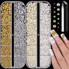 Picture of Flatback Pearls for Nail Art, Half Round Nail White Beige Gold Silver Pearls with Pickup Pencil and Tweezers, Pearls Nail Charms Accessories for Acrylics Manicure Face Hair Crafts Decor