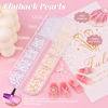 Picture of Flatback Pearls for Nail Art, Half Round Nail White Beige Gold Silver Pearls with Pickup Pencil and Tweezers, Pearls Nail Charms Accessories for Acrylics Manicure Face Hair Crafts Decor