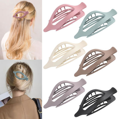Picture of 6 Packs Flat Hair Clips, Curved Claw Clips for Women Girls, Alligator Clips for Thick Thin Hair, Strong Hold Duck Billed Clips,4.7 Inch Hair Barrettes for Styling Sectioning, Olive Green Color