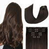 Picture of Aison Dark Brown Clip in Hair Extensions Real Human Hair 85G 100% Real Human Hair Clip in Extension Straight for Fashion Women 7pcs 16clips One Pack 18 Inch