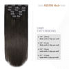 Picture of Aison Dark Brown Clip in Hair Extensions Real Human Hair 85G 100% Real Human Hair Clip in Extension Straight for Fashion Women 7pcs 16clips One Pack 18 Inch