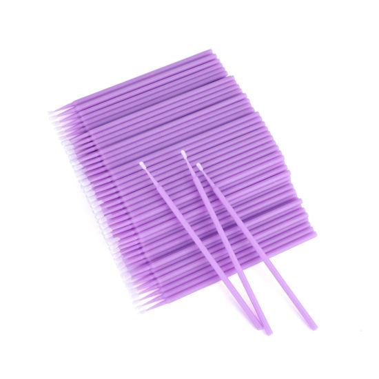 Picture of G2PLUS 500PCS Cotton Swabs, Purple Disposable Micro Applicators Brush for Makeup and Personal Care Cosmetic Brush, Micro Swabs for Eyelash Extensions, Nails, Eyeliner (Head Diameter: 3.0mm)