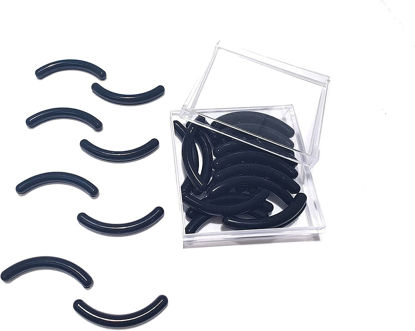 Picture of GOUWEIBA 28pcs Eyelash Curler Refill Pads - Silicone Rubber Universal Eye Lash Curler Replacement with Clear Storage Box (Mixed Color)