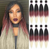 Picture of Pre Stretched Braiding Hair 8 Packs - 20 Inch Ombre Braiding Hair,Three Tone Yaki Texture Prestretched Crochet Braids Hair, Synthetic Hair Extension Itch Free Hot Water Setting (20 Inch, 1B/red/613)