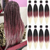 Picture of Pre Stretched Braiding Hair 8 Packs - 20 Inch Ombre Braiding Hair,Three Tone Yaki Texture Prestretched Crochet Braids Hair, Synthetic Hair Extension Itch Free Hot Water Setting (20 Inch, 1B/red/613)