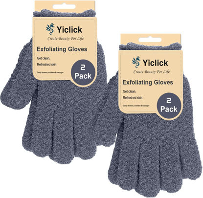 Picture of Yiclick Heavy Exfoliating Gloves, Exfoliating Body Scrubber for Bath Shower Exfoliation, Body Scrub Exfoliator for Dead Skin Remover, Exfoliate Sponge Loofah Washcloth Mitt Men Women