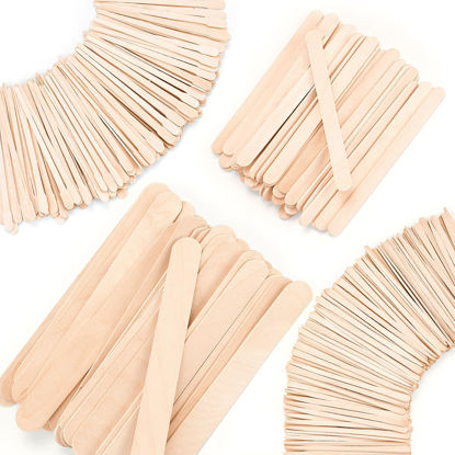 Picture of EWVVSS 4 Style 500 Pcs Waxing Sticks Assorted Wax Applicator Sticks For Body Legs Face With Small Medium Large Sizes Wood Popsicle Sticks For Waxing Or Wood Craft Sticks