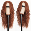 Picture of AISI HAIR Auburn Wigs for Women, Long Wavy Lace Hairline Wig, Middle Part Synthetic Heat Resistant Wig for Daily Party