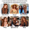 Picture of AISI HAIR Auburn Wigs for Women, Long Wavy Lace Hairline Wig, Middle Part Synthetic Heat Resistant Wig for Daily Party