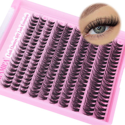 Picture of Yawamica Wispy Lash Clusters Natural Eyelash Extension 10-14mm Fluffy Eyelash Clusters CC Curl Individual Lashes Cluster Eyelash Extensions 40D Cluster Lashes 200pcs DIY Lash Extension by Self
