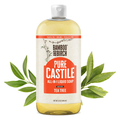 Picture of BAMBOO AND BIRCH Pure Castile Soap Liquid Organic, Certified Palm Oil Free Natural Soap, Tea Tree, 32 oz