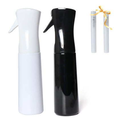 Picture of Yvnicll Continuous Mist Spray Bottle, Hair Mist Sprayer 2 Pack 10oz /300ml for Hair Styling, Plants, Cleaning, Misting & Skin Care BPA Free(Black &White)