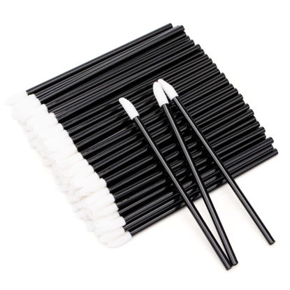 Picture of G2PLUS 100PCS Lip Gloss Applicators, Disposable Lip Brushes Lip Gloss Applicators Lipstick Gloss Wands Applicator Perfect Makeup Tool Kits (Nylon Black)
