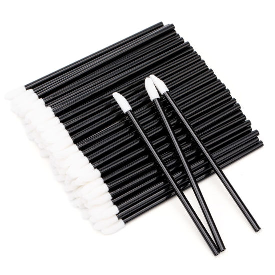Picture of G2PLUS 100PCS Lip Gloss Applicators, Disposable Lip Brushes Lip Gloss Applicators Lipstick Gloss Wands Applicator Perfect Makeup Tool Kits (Nylon Black)