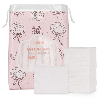 Picture of OMSM Cotton Pads, Facial Lip & Eye Makeup Remover Pads,100% Pure Cotton Effective Cosmetic Cotton Squares,Hypoallergenic, Lint-Free(222PCS)
