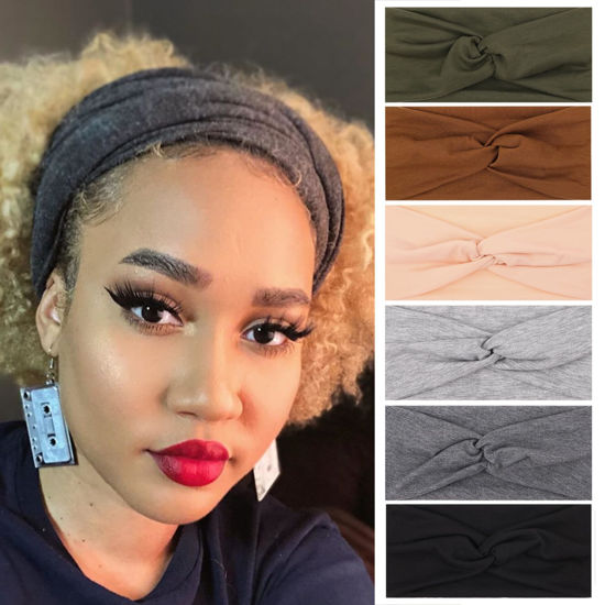 Picture of XTREND 6 Pcs Women's Headbands Twisted Cross Elastic Headbands Yoga Workout Headbands Non-Slip Sweat Soft Headbands Solid Color Simple Versatile Hair Accessory Headbands