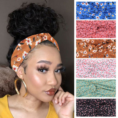 Picture of XTREND 6 Pcs Women's Headbands Twisted Cross Elastic Headbands Yoga Workout Headbands Non-Slip Sweat Soft Headbands Solid Color Simple Versatile Hair Accessory Headbands