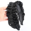 Picture of DIGUAN Wide Messy Braided Headband With Teeth Synthetic Hair Plaited Headband High Elasticity Braids Chunky Fishtail Braided Hair Band Hairpiece for Girls Women (Natural Black)