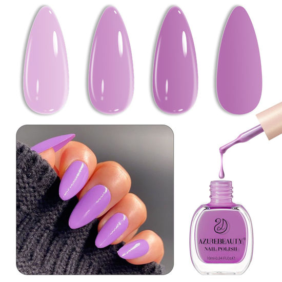 Picture of AZUREBEAUTY Lavender Purple Nail Polish,Quick Dry Complete Natural Super Lustrous Nail Enamel Polish,Professional for Nail Art DIY Manicure and Pedicure at Home