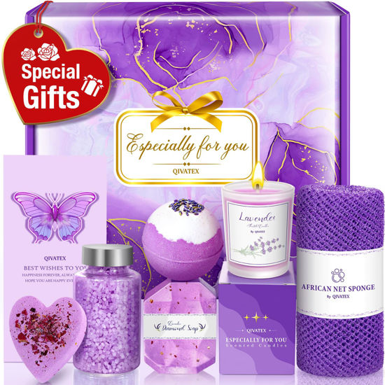 Picture of Valentines Day Gifts for Her, Bath Relaxing Spa Gift Basket Set, Lavender Bath Bombs Birthday Gifts Set for Women, Wife, Girlfriend, Sister, Mom, Bath and Body Works Self Care Gifts