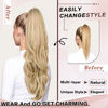 Picture of CHRSHN Blonde Ponytail Extension, Drawstring Ponytail Extension for Women 26 Inch Long Wavy Highlights Pony Tails Hair Extensions Synthetic Clip in Ponytail Hairpiece for Women(H24/88)