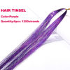 Picture of Purple Hair Tinsel Kit with Tool 6pcs 1200 Strands Glitter Tinsel Hair Extensions Heat Resistant Sparkling Shiny Fairy Hair Accessories for Women Girls Kids 47Inch