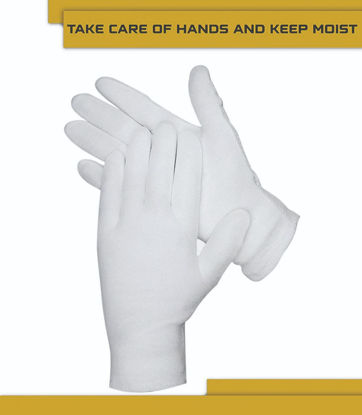 Picture of DOVORTEX 12 Pcs White Cotton Gloves| Cotton Gloves for Eczema| Cotton Gloves for Dry Hands| Moisturizing Gloves | Inspection Gloves| Coin Handling and Jewelry Inspection Gloves|