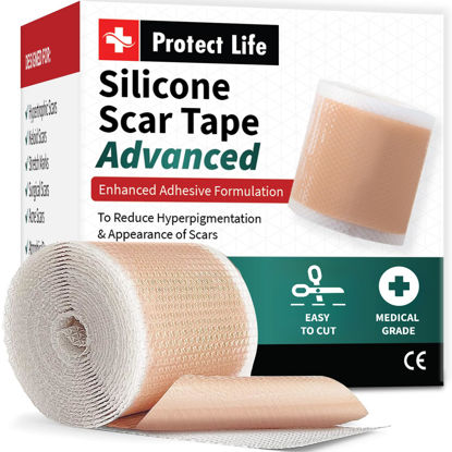 Picture of Medical Grade Silicone Scar Tape Advanced Adhesive Formulation (1.6" x 118") Scar Removal Away Strips for Surgical Scars, Silicone Tape & Keloid Scar Treatment, Reusable Silicone Scar Sheets