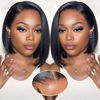 Picture of GUDOZO 9x6 Bob Wig Human Hair Glueless Wigs Human Hair Pre Plucked Pre Cut HD Lace Front Glueless Wigs Human Hair 200% Density Short Straight Bob Wigs for Black Women 12 inch