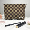 Picture of GUTGNK Women's Cosmetic Bag, Corduroy Checkerboard Travel Cosmetic Bag Small Cosmetic Bag Skin Care Cosmetic Changing Handy Bag Zipper Organizer