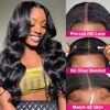 Picture of Hedy Wear and Go Glueless Wigs Human Hair Pre Plucked Pre Cut HD Lace No Glue Body Wave Lace Front Wigs for Black Women Human Hair Glueless with Natural Hairline 180% Density 22 Inch