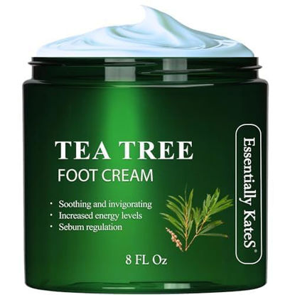 Picture of Essentially KateS Tea Tree Oil Foot Cream 8 Fl Oz - Toe Nails, Athletes Foot, Ringworms, Jock Itch, Foot Odor, and Soothes Itching Skin and Feet - Cracked Heels and Itchy Skin.