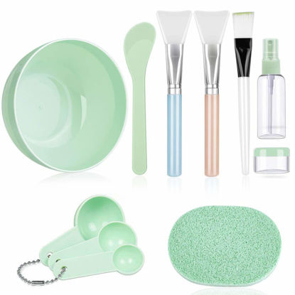 Picture of Face Mask Mixing Bowl Set, Anezus 11 Pcs DIY Facemask Mixing Tool Kit with Facial Mask Bowl Stick Spatula Silicone Brush Spray Bottle Puff Soaking Bottle Gauges