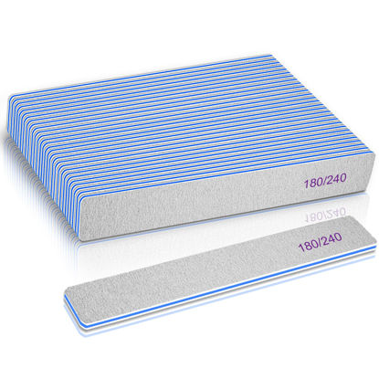 Picture of BLESWIN Nail File 25 Count-180/240 Grit Nail Files for Natural Nails, Emery Boards Nail Files Double Sided, 25pcs Professional Manicure Tools for Home Use